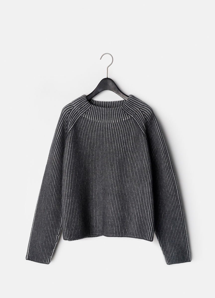 質感雙色羅紋高領針織衫